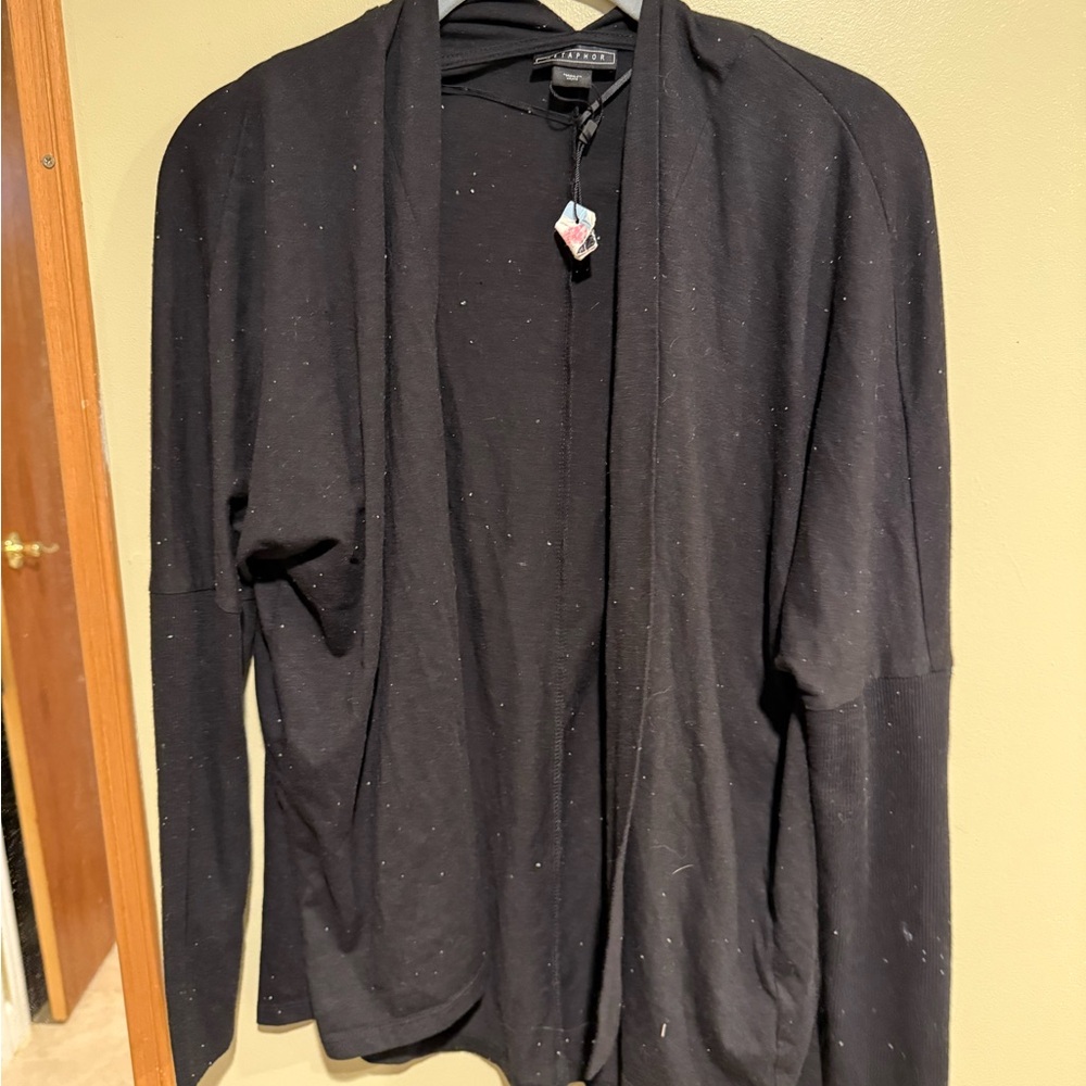 Metaphor Black Cardigan Sweater Lightweight Knit